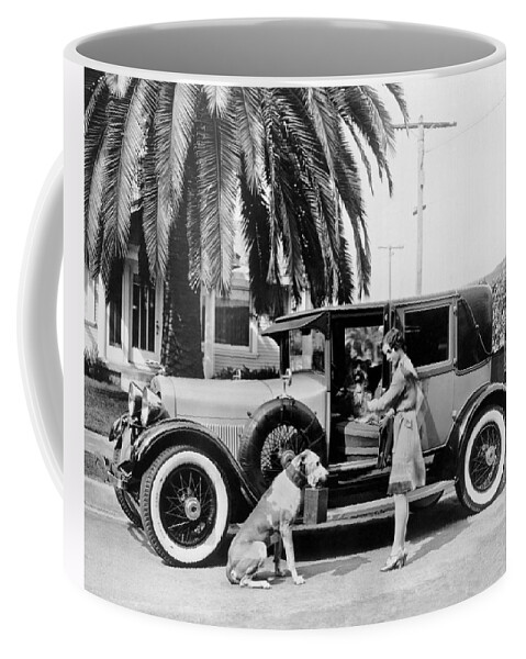 1920's Coffee Mug featuring the photograph Actress And Dogs Go On Trip by Underwood Archives