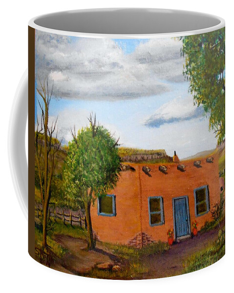 Adobe Coffee Mug featuring the painting Adobe on the Prairie by Sheri Keith