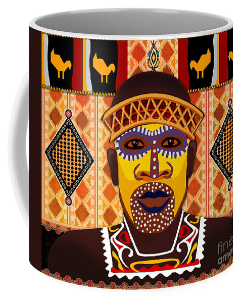 African Coffee Mug featuring the digital art African Tribesman 2 by Peter Awax