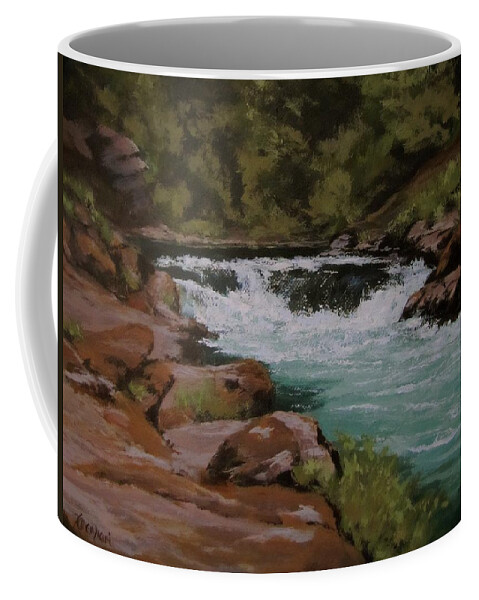 River Coffee Mug featuring the painting Afternoon at the Narrows by Karen Ilari