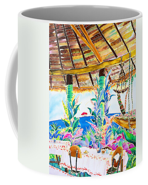 Tropical Coffee Mug featuring the painting Afternoon tea break by Hisayo OHTA