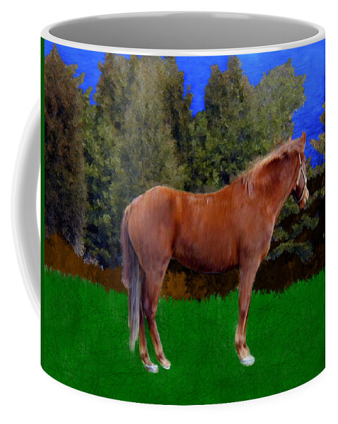 Horse Coffee Mug featuring the painting All Alone in a Field by Bruce Nutting