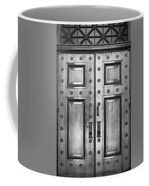 Door Coffee Mug featuring the photograph Alabama State Capital Building Door_1_BW by Lesa Fine