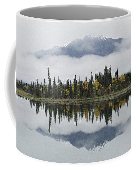 Feb0514 Coffee Mug featuring the photograph Alaska Range Reflected In Slana Slough by Michael Quinton