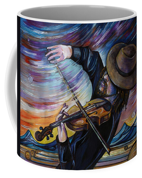 Western Art Coffee Mug featuring the drawing Alberta Fiddle by Anna Duyunova