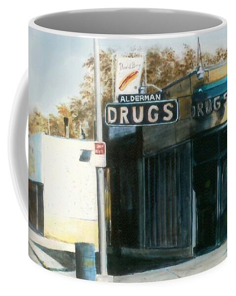 Urban Coffee Mug featuring the painting Alderman Drugs by William Brody