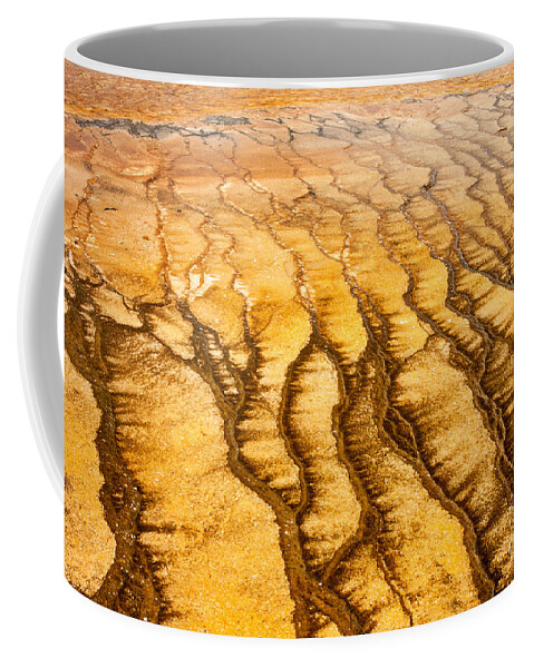 Algae Patterns Coffee Mug featuring the photograph Algae Patterns at the Grand Prismatic Spring in Midway Geyser Basin by Fred Stearns