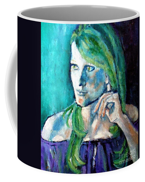 Contemporary Art Coffee Mug featuring the painting Alicia at 18 by Helena Wierzbicki