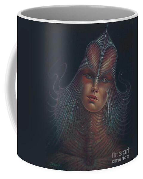 Sci-fi Coffee Mug featuring the painting Alien Portrait Il by Ricardo Chavez-Mendez