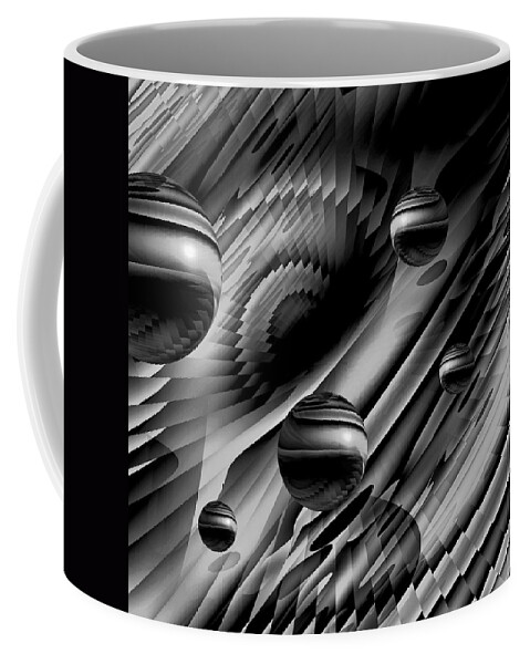 Alignment Of The Planets Coffee Mug featuring the digital art Alignment of the planets BW by Barbara St Jean