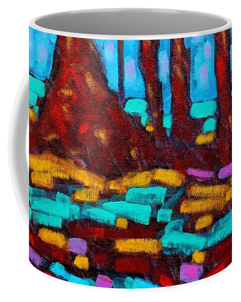 Abstract Coffee Mug featuring the painting Alizarin Woods by John Nolan