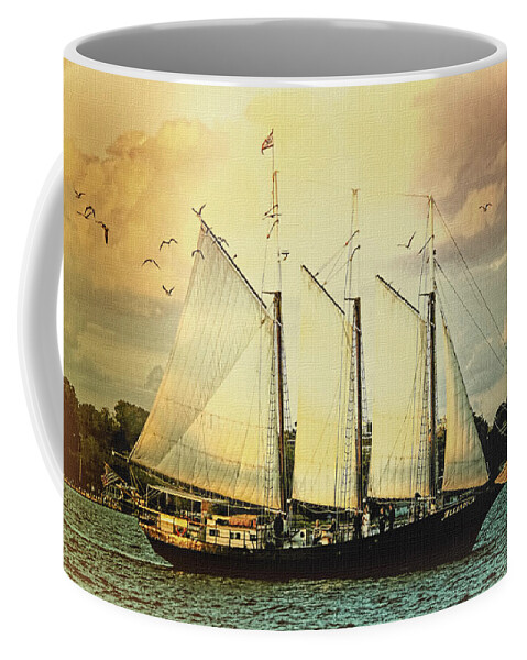 Yorktown Coffee Mug featuring the photograph Alliance Schooner by Ola Allen