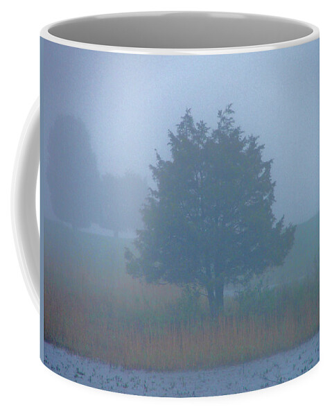 Fog Coffee Mug featuring the photograph Alone in the fog by Nancy Landry
