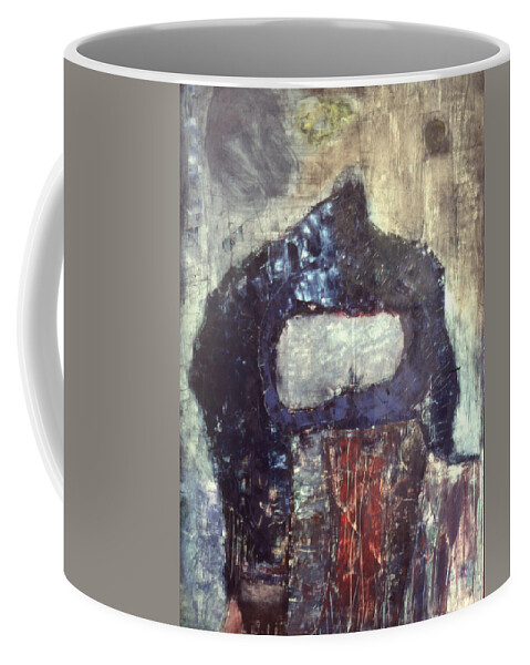 Oil Coffee Mug featuring the mixed media Alone by Richard Baron