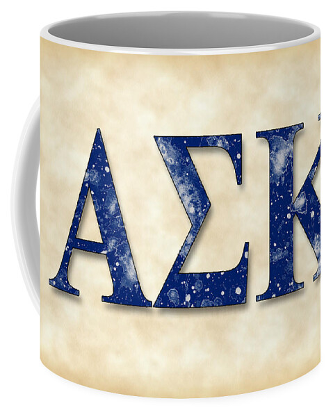 Alpha Sigma Kappa Coffee Mug featuring the digital art Alpha Sigma Kappa - Parchment by Stephen Younts