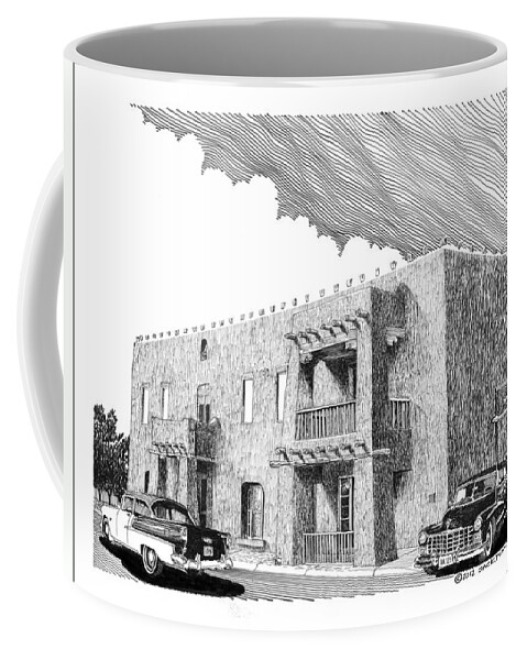 Amador Hotel In Las Cruces N M Coffee Mug featuring the drawing The Amador Hotel by Jack Pumphrey