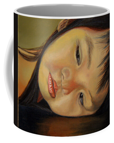 Child Painting Coffee Mug featuring the painting Amelie-An 12 by Thu Nguyen
