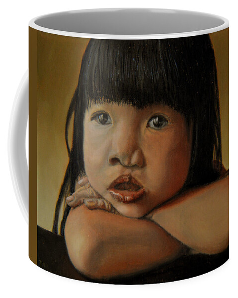 Children Paintings Coffee Mug featuring the painting Amelie-An 4 by Thu Nguyen