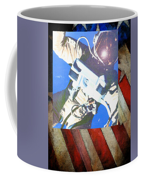 America Coffee Mug featuring the painting America in Space 2 by Sean Parnell