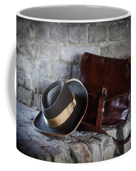 Hat Coffee Mug featuring the photograph American Civil War Hat and Sack by Janis Lee Colon