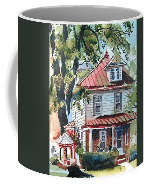 American Home With Children's Gazebo Coffee Mug featuring the painting American Home with Children's Gazebo by Kip DeVore