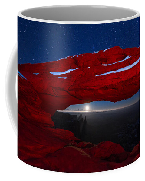 Mesa Arch Coffee Mug featuring the photograph American Moonrise by Dustin LeFevre