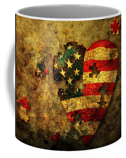 Abstract Coffee Mug featuring the digital art American Puzzle by Bruce Rolff