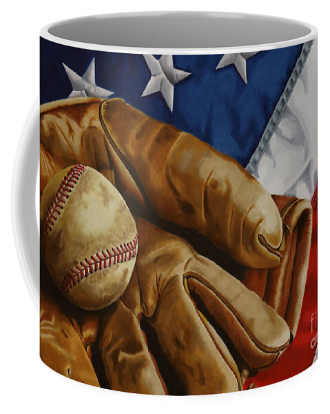 Baseball Coffee Mug featuring the drawing America's Pastime by Cory Still