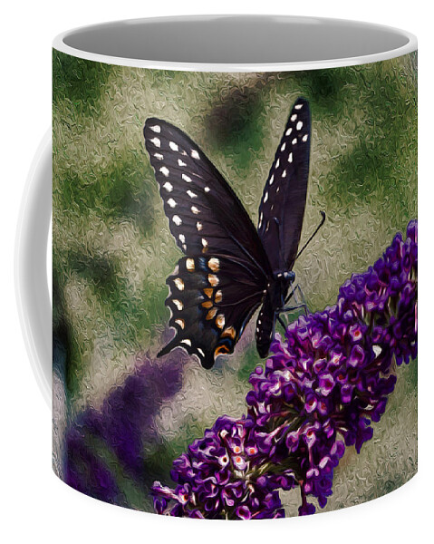 Black Butterflies Coffee Mug featuring the photograph An afternoon visitor by Jeff Folger