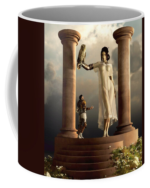 Goddess Coffee Mug featuring the digital art An Audience With Athena by Kaylee Mason