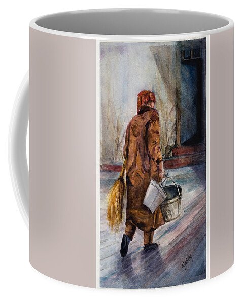Artwork Coffee Mug featuring the painting An Honest Day's Work by Csilla Florida