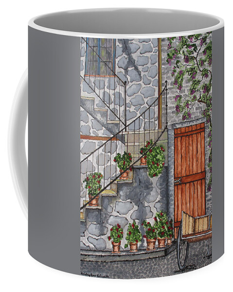 Print Coffee Mug featuring the painting Ancient Grey Stone Residence by Ashley Goforth