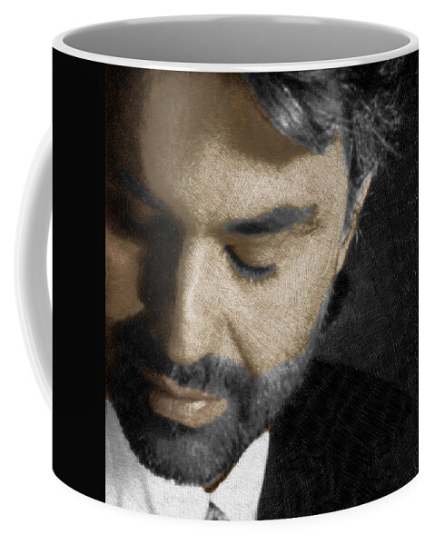 Andrea Bocelli Coffee Mug featuring the painting Andrea Bocelli And Square by Tony Rubino