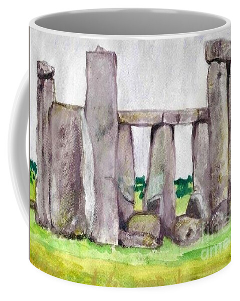 Stonehenge Coffee Mug featuring the painting The Mistake by Denise Railey
