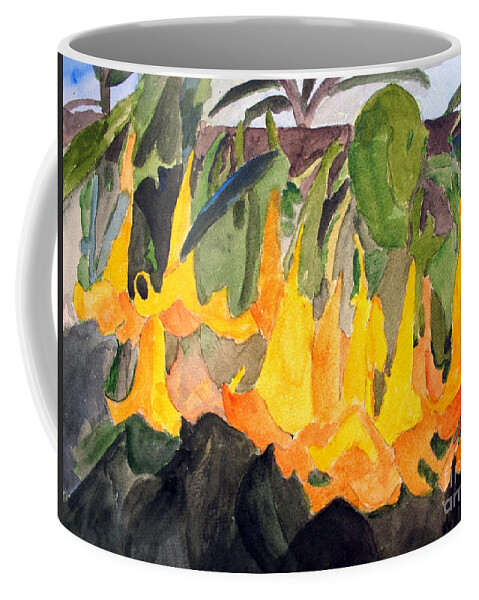 Angel Trumpet Coffee Mug featuring the painting Angel Trumpets by Sandy McIntire