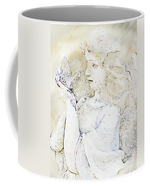 Angle Coffee Mug featuring the digital art Angle with dove photoart II by Debbie Portwood