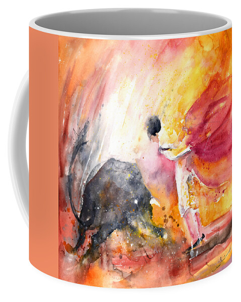 Europe Coffee Mug featuring the painting Angry Little Bull by Miki De Goodaboom