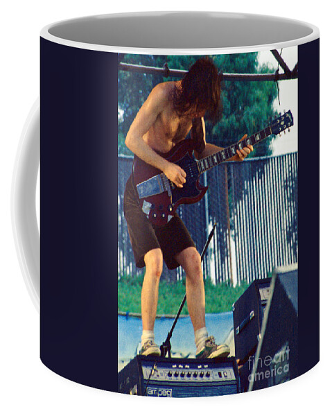 Angus Young Coffee Mug featuring the photograph Angus Young of A C D C at Day on the Green Monsters of Rock by Daniel Larsen