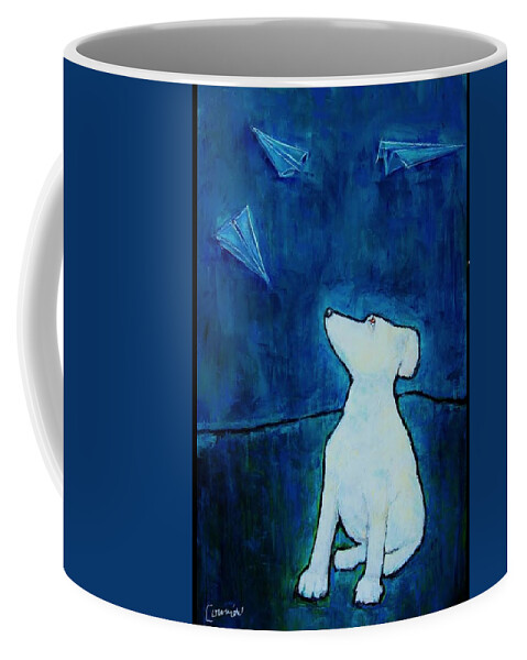 Dog Coffee Mug featuring the painting Air Traffic Control by Jean Cormier