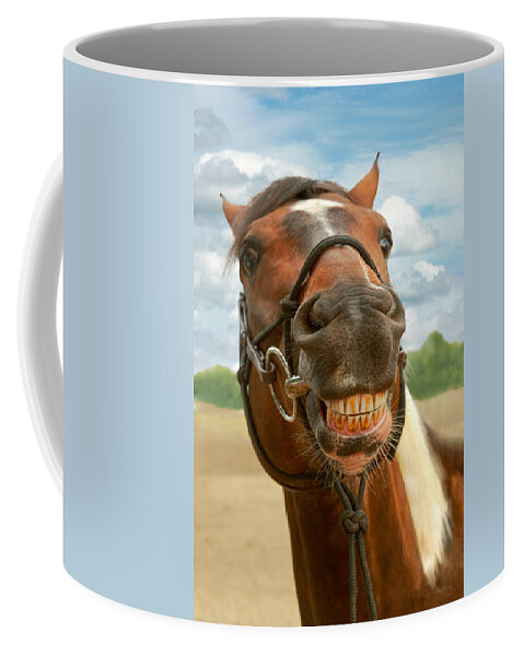 Animal Coffee Mug featuring the photograph Animal - Horse - I finally got my braces off by Mike Savad