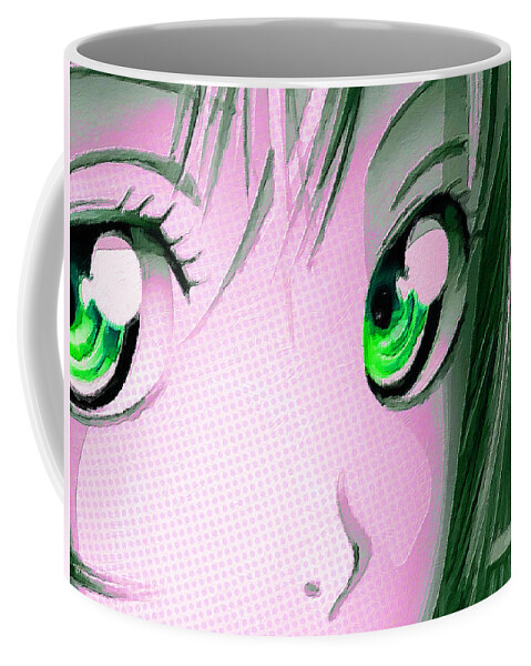 Comics Coffee Mug featuring the painting Anime Girl Eyes 2 Pink by Tony Rubino