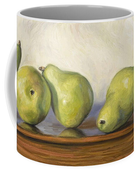 Still Life Coffee Mug featuring the painting Anjou Pears by Lucie Bilodeau