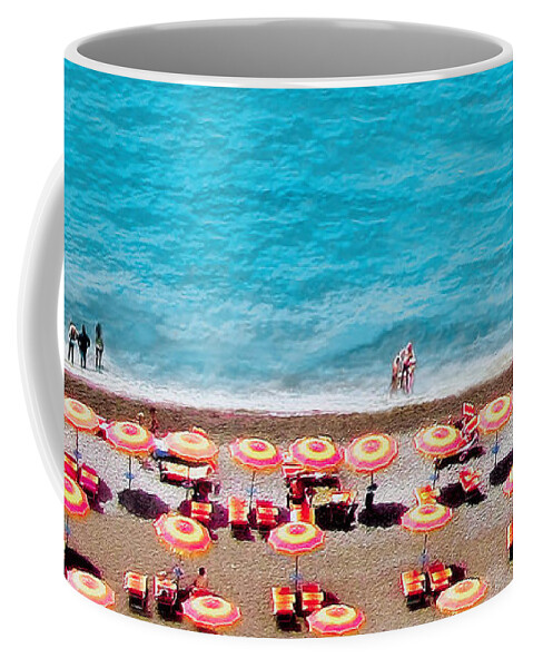 Another Day In Paradise Coffee Mug featuring the digital art Another Day in Paradise-Positano-Digitized by Jennie Breeze