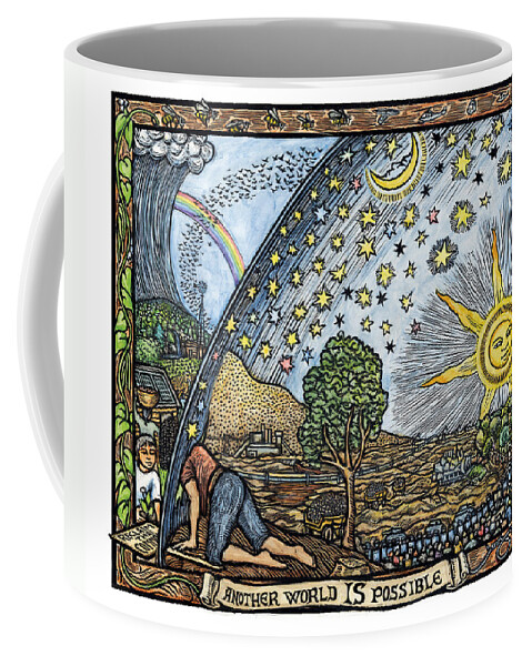 Social Justice Coffee Mug featuring the mixed media Another World IS Possible by Ricardo Levins Morales