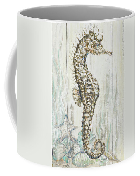 Antique Coffee Mug featuring the digital art Antique Sea Horse I by Patricia Pinto