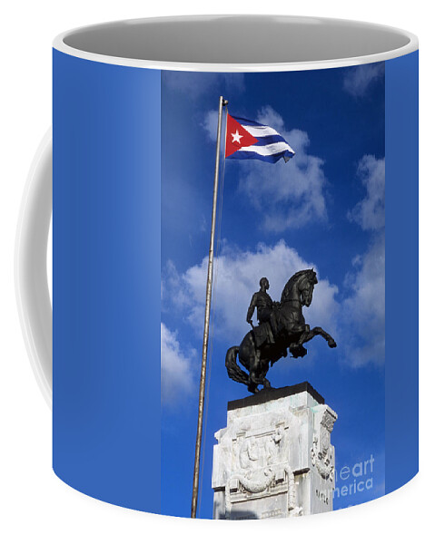 Cuba Coffee Mug featuring the photograph Antonio Maceo Monument and Cuban Flag by James Brunker