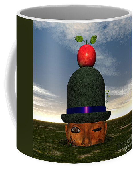 Surrealism Coffee Mug featuring the digital art Apple On A Derby by Walter Neal