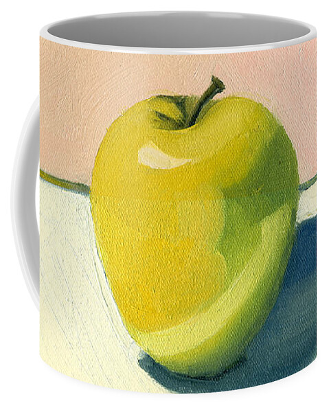 Golden Delicious Apple Coffee Mug featuring the painting Apple - Pink and White by Katherine Miller