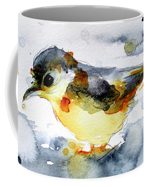 Yellow Bird In The Rain Coffee Mug featuring the painting April Showers by Dawn Derman