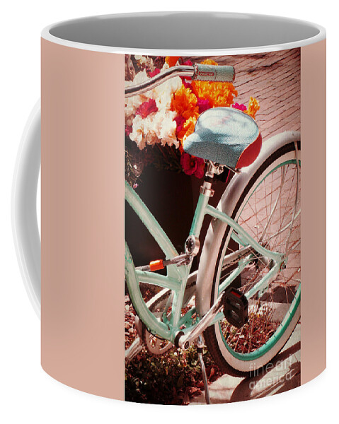 Aqua Coffee Mug featuring the digital art Aqua Bicycle by Valerie Reeves